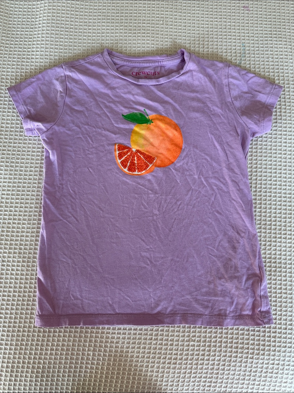 J. Crew Factory Crewcuts Girls Lavender Tee with Orange Sequins sz S (6-7)